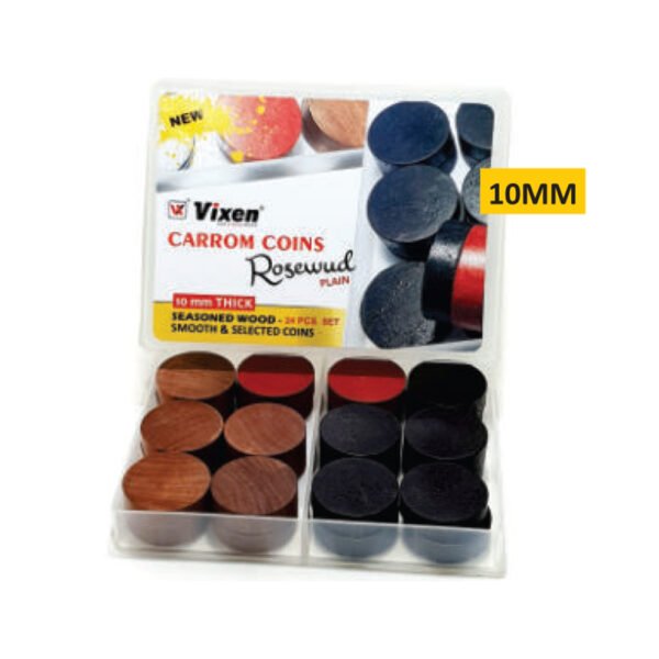 CARROM MEN WOODEN ROSEWOOD PLAIN 10MM